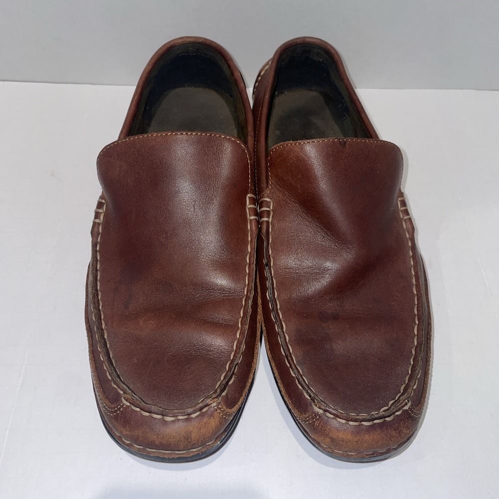 Rockport Mens K52602 Brown Leather Slip On Loafers Size 10M Comfort Moc Toe